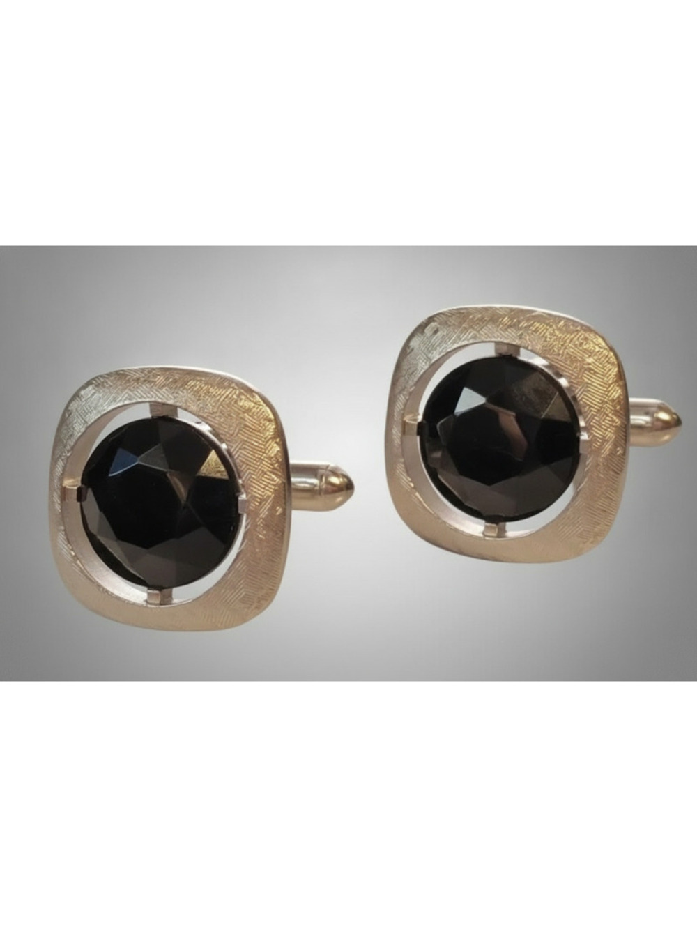 Swank‎ Gunmetal Black  & Silver Cufflinks,  Gift for Him- Vintage Cuff Links cl-
